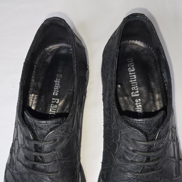 Jean Baptiste Rautureau Grey Leather Croco Alligator Print Oxfords Men's 10 / 43 - Picture 6 of 9